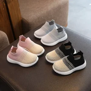 Lazy Casual Kids Shoes Fashion Woven Mesh Soft Sole Flat Shoes Children’s Outdoor Casual Walking Shoes