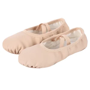 Leather Ballet Shoes With Split Sole Ballet Slippers for Girls(Toddler/Little/Big Kid/Women) Cross Band Elastic Ballerina Shoes