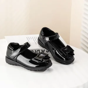 Leather Children’s Casual Shoes Fashion Black Leather Shoes Round Toe Student School Shoes