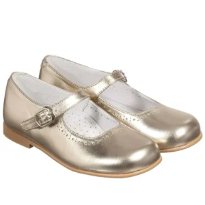 Leather Classic Gold Flat Dress Children Mary Jane Kids Girls Shoes