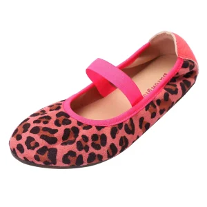 Leopard Print Ballet Dancing Shoes for Big Girls Soft Flat Non-slip Bottom Princess Shoes with Custom Logo