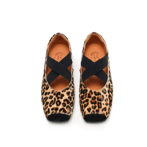 Leopard Print Square Toe Comfortable Lightweight Ballet Shoes Flat