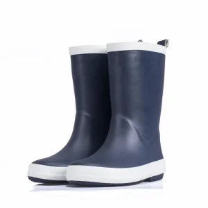 Light Weight Custom Sample Solid Color Navy Comfortable Raindrop Printing Cotton Lining Rubber Rain Boots for Kids