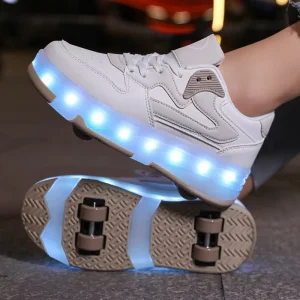 Light up Sneakers with Retractable Wheels for Kids Comfortable Sports Shoes for Daily Wear Children Roller Shoes