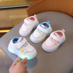 Light up Velcro Closure Baby Boys Sports Shoes Infant Girls Kids Casual Footwear Fashion Trend Soft Children Sneakers