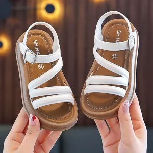 Lightweight Breathable Girls Sandals Summer Casual Flat Beach Shoes for Kids Non-Slip Outdoor Slip-On Fashion