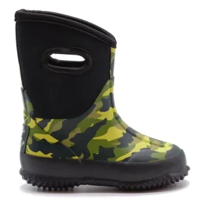 Lightweight Camo Printed Kids Waterproof Neoprene Rain Boots