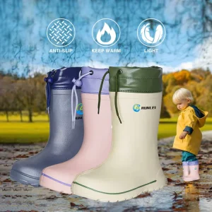 Lightweight Children Water Proof Non Slip Rubber Winter Warm Anti-Snow Thermal Eva Foam Snow Rain Boots Kids