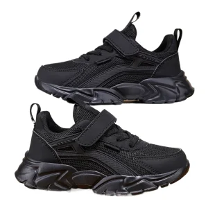 Lightweight Children’s Black Sneakers Breathable Mesh for Boys School Casual Walking Shoes Non Slip Sport Kids Girl Running Shoe