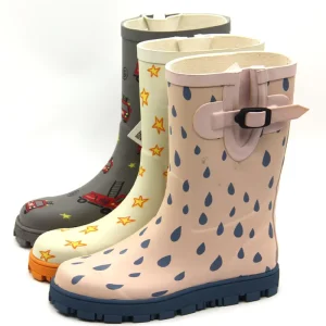 Lightweight Custom Breathable Autumn All Seasons Waterproof Fashion Design Kids Gusset Rubber Rain Boots with Height Increasing