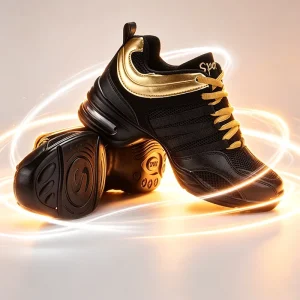 Lightweight Dance Shoes For Training Competition Mesh Air Cushion PU Sole Breathable Professional Dancing Footwear