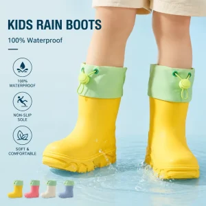 Lightweight High-Quality PVC Water Boots Non-Slip Soft Sole Girls Rain Shoes Designed for Kids Outdoor Puddle StompingActivities