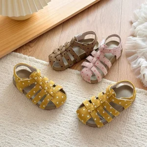 Lightweight Polka Dot Closed Toe Sandals for Kids Girls Ideal for Long Time Walking Beach Daily Activities