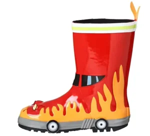Little Boys’ Fireman Rain Boots Boot Kids Gumboots Rubber Rain Water Boots for Children