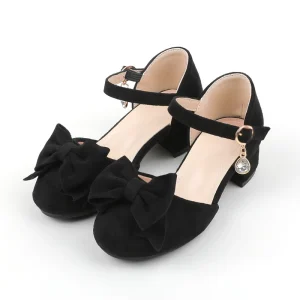Little Girl Princess Dress Sandals Summer Black Bow Rhinestone Low Heels Soft Soled Party Shoes Korean Sweet Korean School Shoes