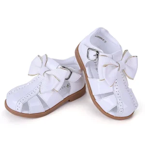 Little Girl Shoes with Bow White Communion Shoes Soft Comfortable Toddler Dress Shoes A-KSG005-01W