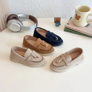 Little Girls British Style Retro Loafers Children Casual Dress Footwear Breathable Ankle Kids Driving Shoes for Boys