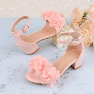 Little Kid Girls Flower Decoration Party Wedding Shoes for Girls Summer Stage Performance Dance Birthday Sandals