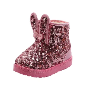 Little Kids Cute Style Snow Boots Light Sole Shiny Winter Shoes Outdoor Walking Shoes for Infant