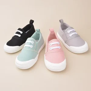 Little Kids Spring Light Colored Lovely Outdoor Lightweight Canvas Flat Sneakers Toddlers Walking Running Shoes