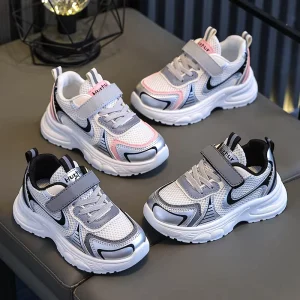 Little Yellow Duck Children’s Unisex Sports Shoes Breathable Mesh Velcro Closure PVC Outsole Summer Letter Pattern