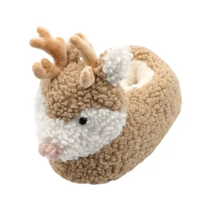 Lovely Animal Plush Christmas Reindeer Slippers Custom Brown Christmas Plush Reindeer Slippers Custom Reindeer Plush Slippers