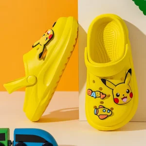 Lovely Cartoon Poke Pika Sandals Kids Shoes Summer Home Anti-Slippery Anti-Odor Slippers EVA Beach Shoe