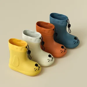 Lovely Children’s Rain Boots Boys and Girls Eva Non slip Mid calf Draw String Non Slip Baby Rain Boots Kids Rain Boots
