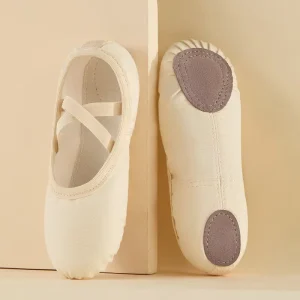 Low MOQ Free Samples Soft Sole Canvas Comfort Flats Foldable Training Kids Ballet Dance Shoes