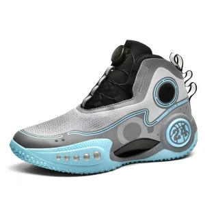 Low MOQ Rotating Button Children Basketball Running Walking Shoes Anti Slip Autumn Soft Kids Sport Shoes