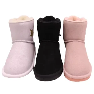 Low Price Genuine Leather Girls Winter Autumn Midi Snow Shoes Boots for Kids