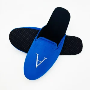 Luxury Disposable Customized Blue Super Soft Hotel Slippers with Logo for Hotel Supplies Adult Children Sizes OEM ODM Available