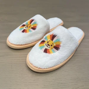 Luxury Hotel Cute Kid Slippers with Coral Fleece & Linen Upper Soft TPR Anti skidding Sole