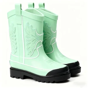MOHO CUSTOMIZE Design Unisex Child Western Winter Mesh Rain Boots Little Kid Big Kid Ankle Bootie Toe Fashion Trend