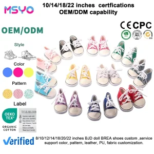 MSYO 18 Inch Doll Sneakers 7cm Colorful Canvas Shoes for Casual & Streetwear Doll Outfits