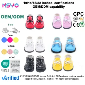 MSYO 5cm PU Leather Doll Shoes for 14 Inch Girl Doll Mini Dress Shoes Accessories