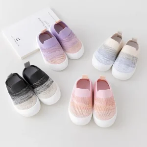 Macaron Gradient Baby Sneakers Lightweight Elastic Soft Sole Slip On Casual Shoes for 0-3 Years Unisex Infants