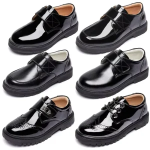 Manufacturer Boys’ Leather Soft Sole British Style Elementary School Black Children’s Dress Shoes