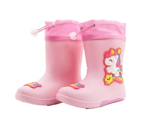 Manufacturer Fashion Classic PVC Kids Rain Boots Waterproof Anti Slip Cartoon Design Light Weight Eva Plastic for Summer Winter