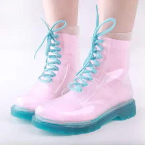 Manufacturer Fashion Design Women PVC Transparent Rain Boots