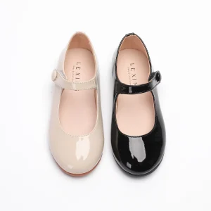 Manufacturer New Arrival Button Strap Mary Jane Girls Flat Kids Dress Luxury Patent Leather Shoes