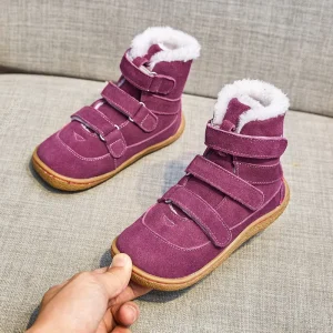 Manufacturer Stock Real Leather Winter Stylish Western Flat Fur Boots for Little Boy Girl Kids Teenage