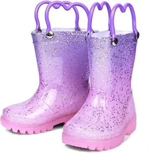 Manufacturer Supplier Pvc Rain Boots Led Light With Handle Kids Rain Boots Girls