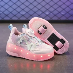 Manufacturers Direct Luminous Led Kid Running Roller Skate Shoes for Girls with Shape shifting Design Ultralight Durable