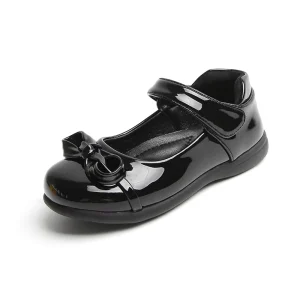 Mary Jane Children Shoes Girl Flat School Shoes Girls Dress Black Kids Shoes PU Opp OEM Rubber Solid