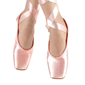 MediFootCare Professional Ballet Pointe Shoes for Kids, Girls and Ladies, Pink Leather Sole, HA05098