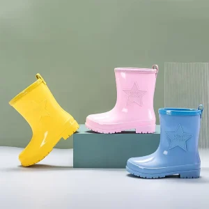 Medium Large Kids Rain Boots Cross Border Mid Tube for Boys Girls Lightweight Non Slip All Seasons Fashion Trend for Primary
