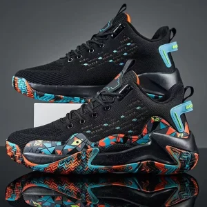 Men’s Fashion Sneakers Breathable Mesh Basketball Shoes Non Slip Soft Sole Casual Athletic Walking Shoes Men