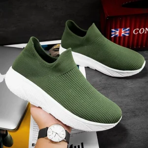 Men’s Platform Comfortable Flexible Anti-Slip Fabric Upper EVA Midsole Slip-On Walking & Running Shoes