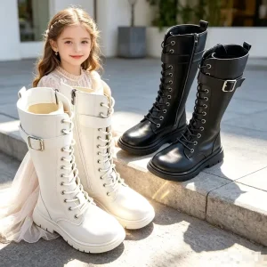 Microfiber Camouflage Desert Boots for Kids Girls Winter Ankle Height Waterproof Steel Toe